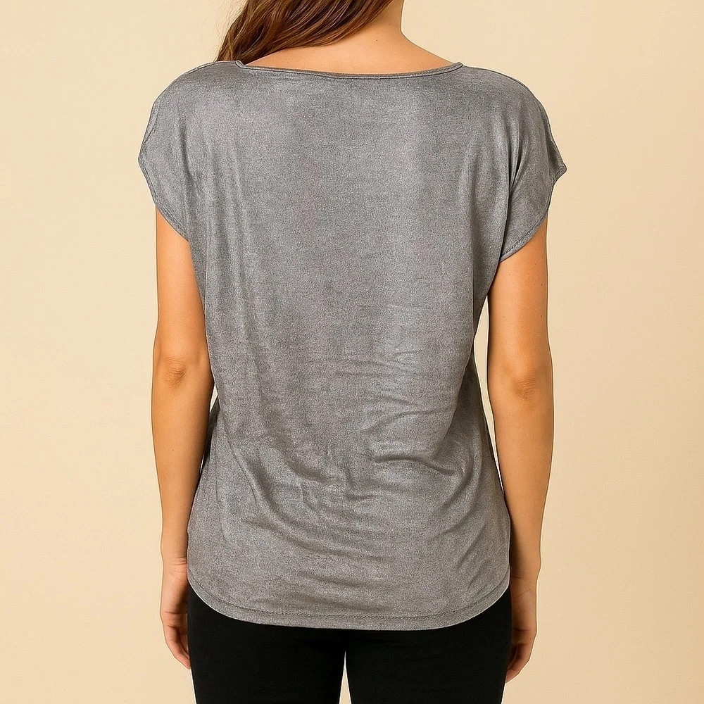 Michael Kors Gray Silver Cold Shoulder Top Size XL